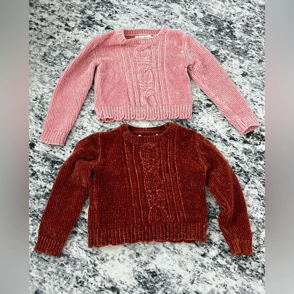 Cozy Pink and Rust Orange Cable‎ Knit Sweater Set Tommy Bahama 2T